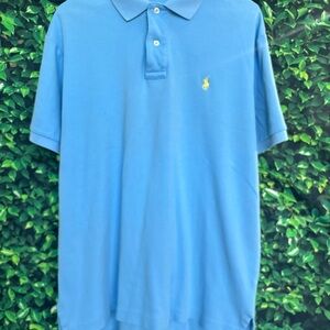 Ralph Lauren Blue Polo with Yellow Pony Embroidery
